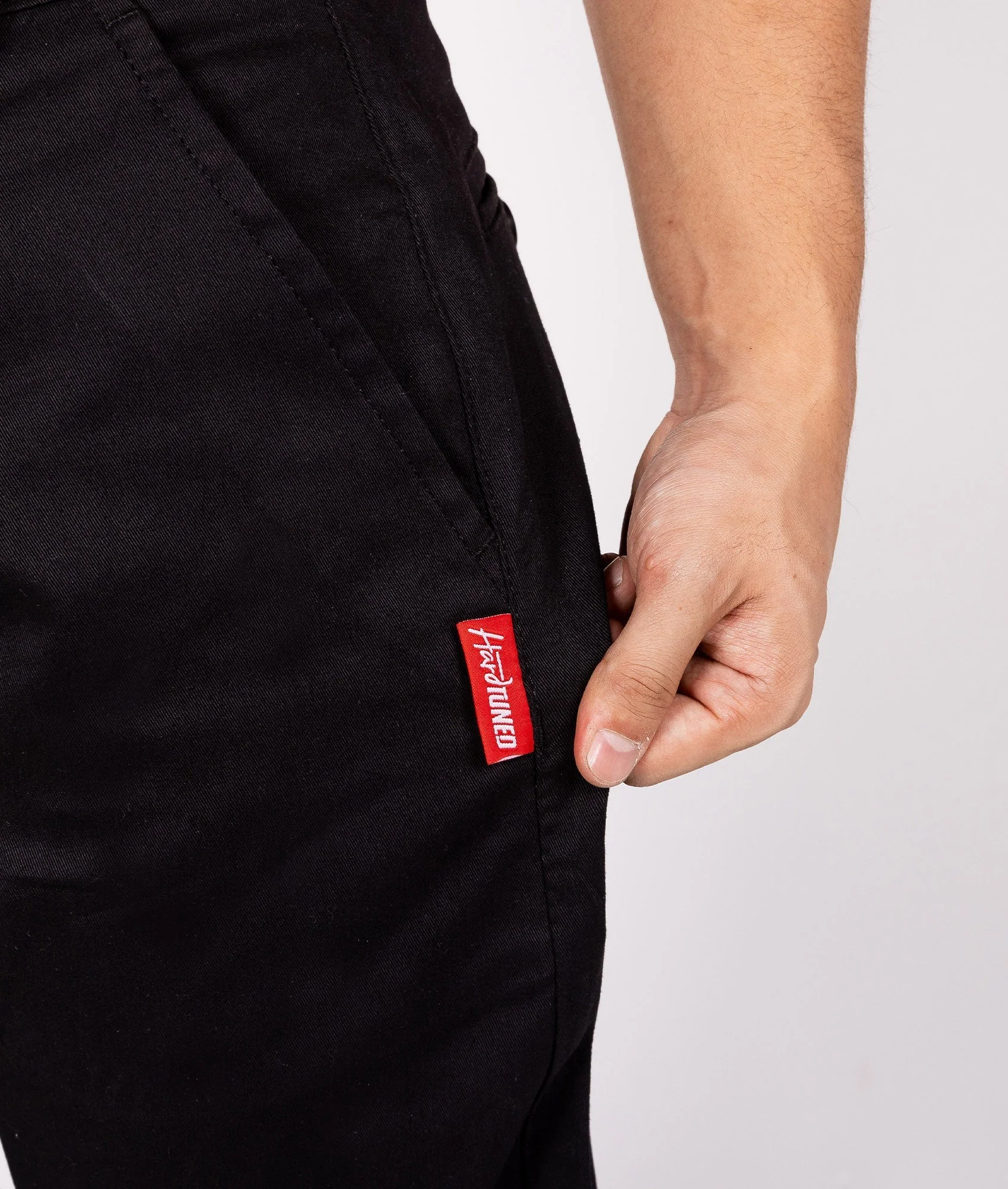 HardTuned Grid Cuffed Chinos - Black - Image 4