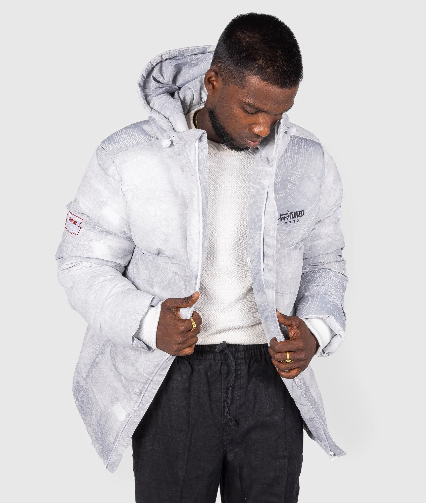 Mens Shuto White Puffer Jacket - Image 8