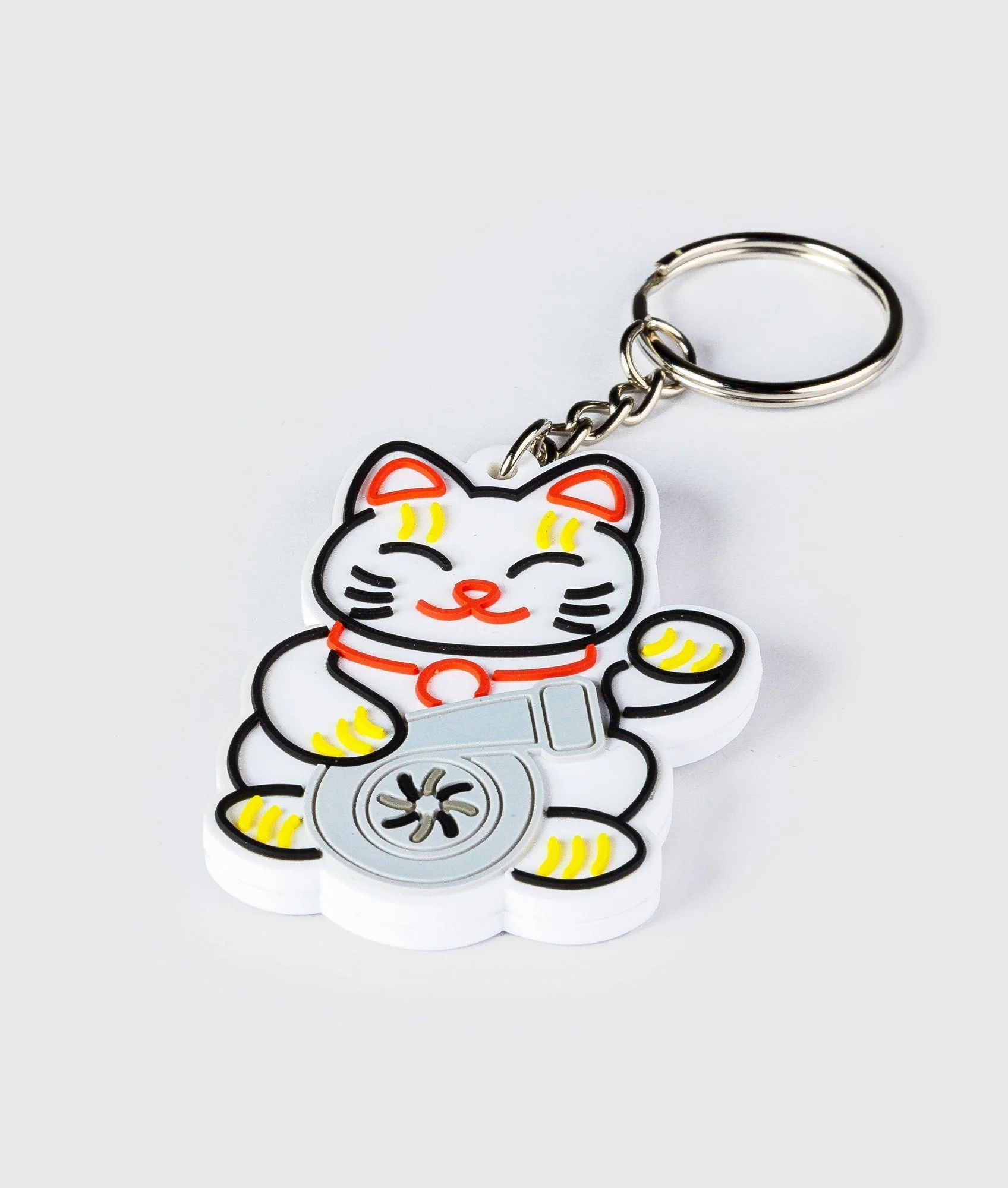 White Kitty Rubber Key Ring
