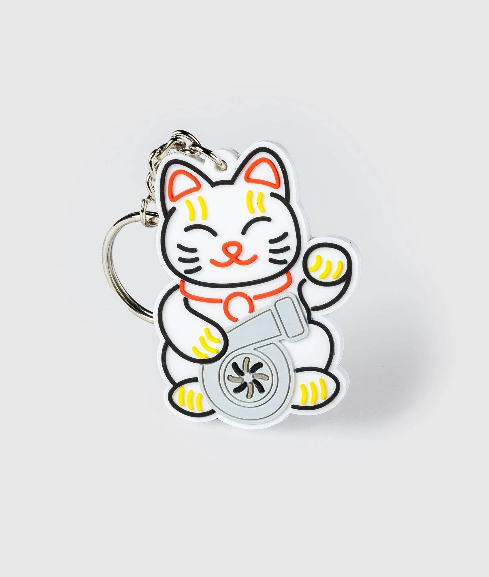 White Kitty Rubber Key Ring - Image 2
