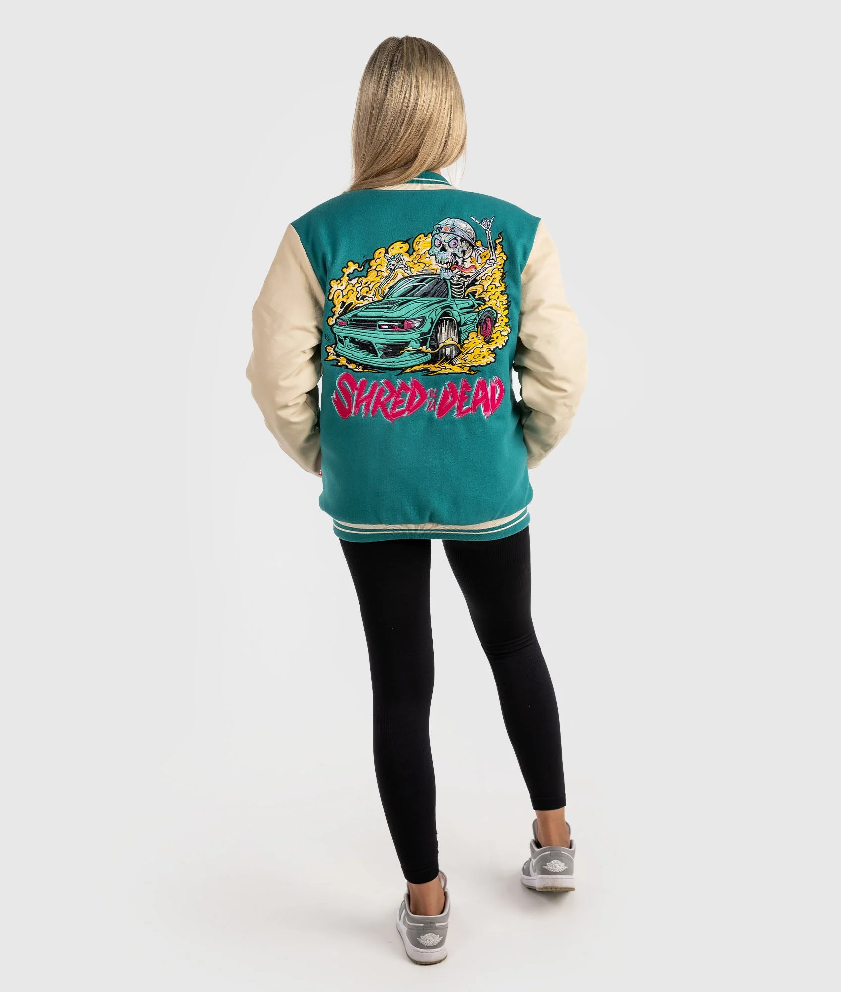 Womens Shred Til Ya Dead Varsity Jacket - Image 10